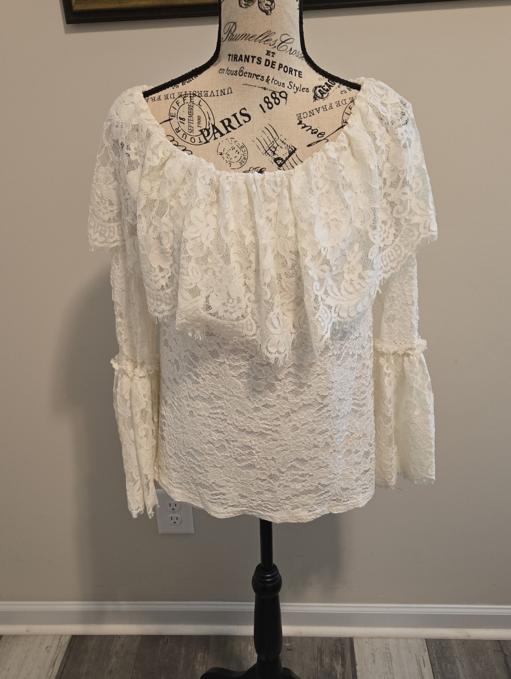 Christina Ivory Lace Off-Shoulder Ruffle Top
